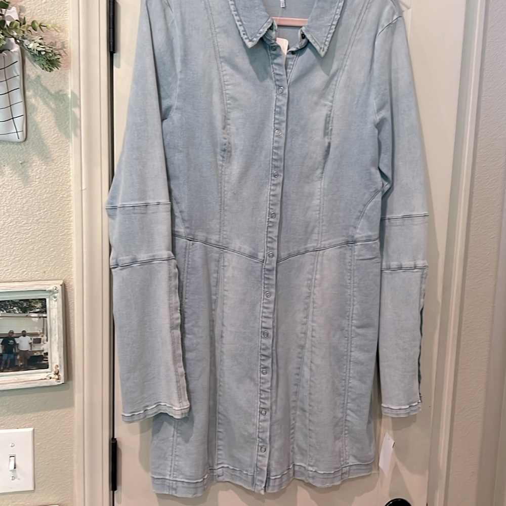 Free People Light Blue Long Sleeve Dress/Cardigan - Picture 6 of 10